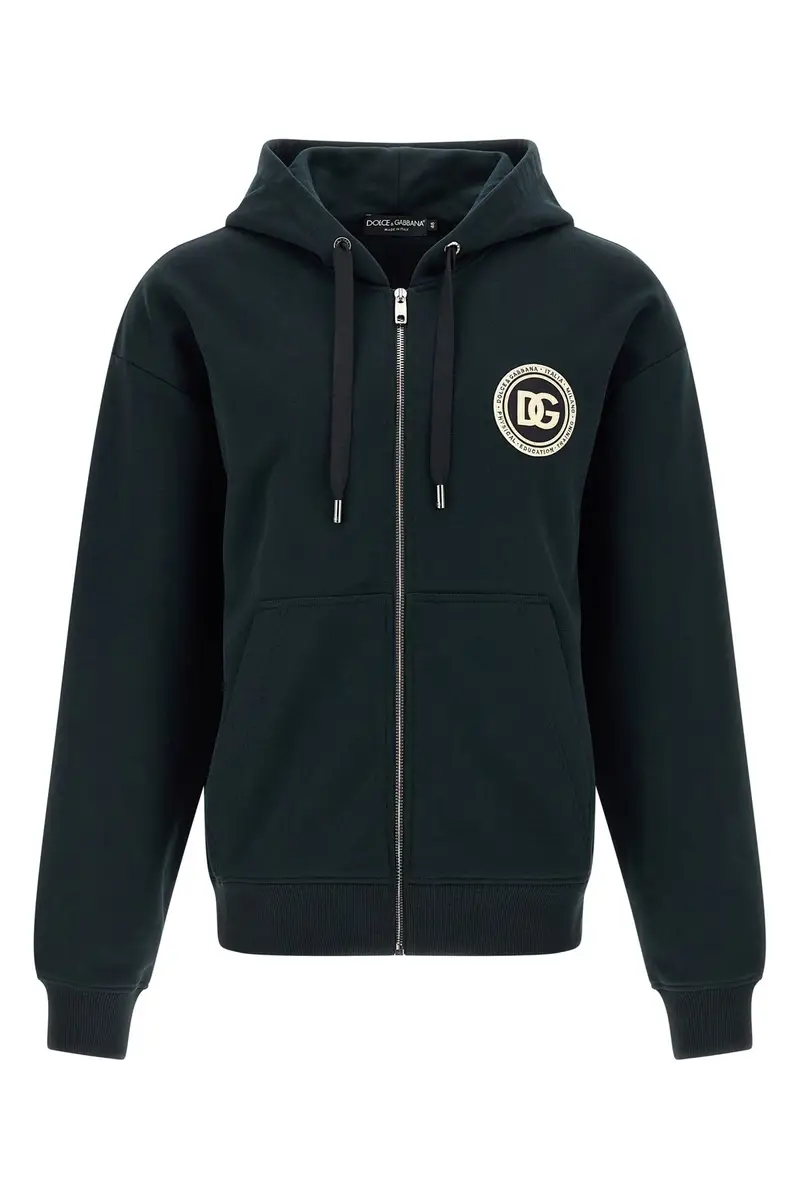 Felpa Con Cappuccio Patch Logo Verde