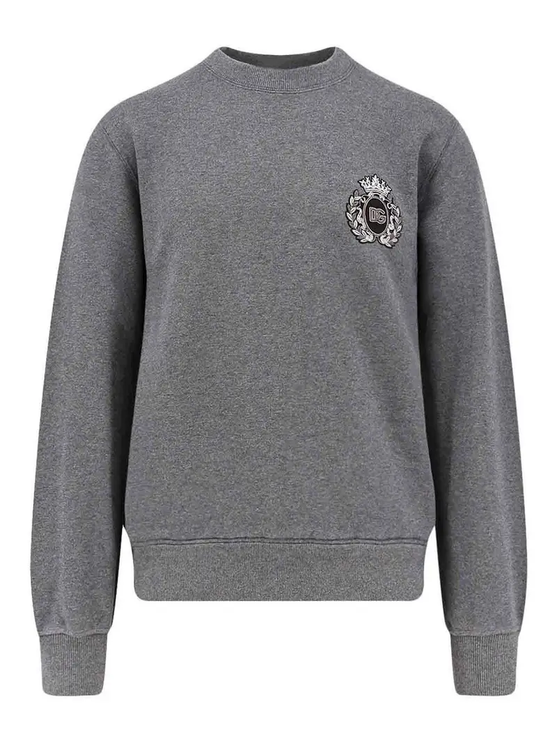 Felpa In Cotone Con Patch Logo Grigio