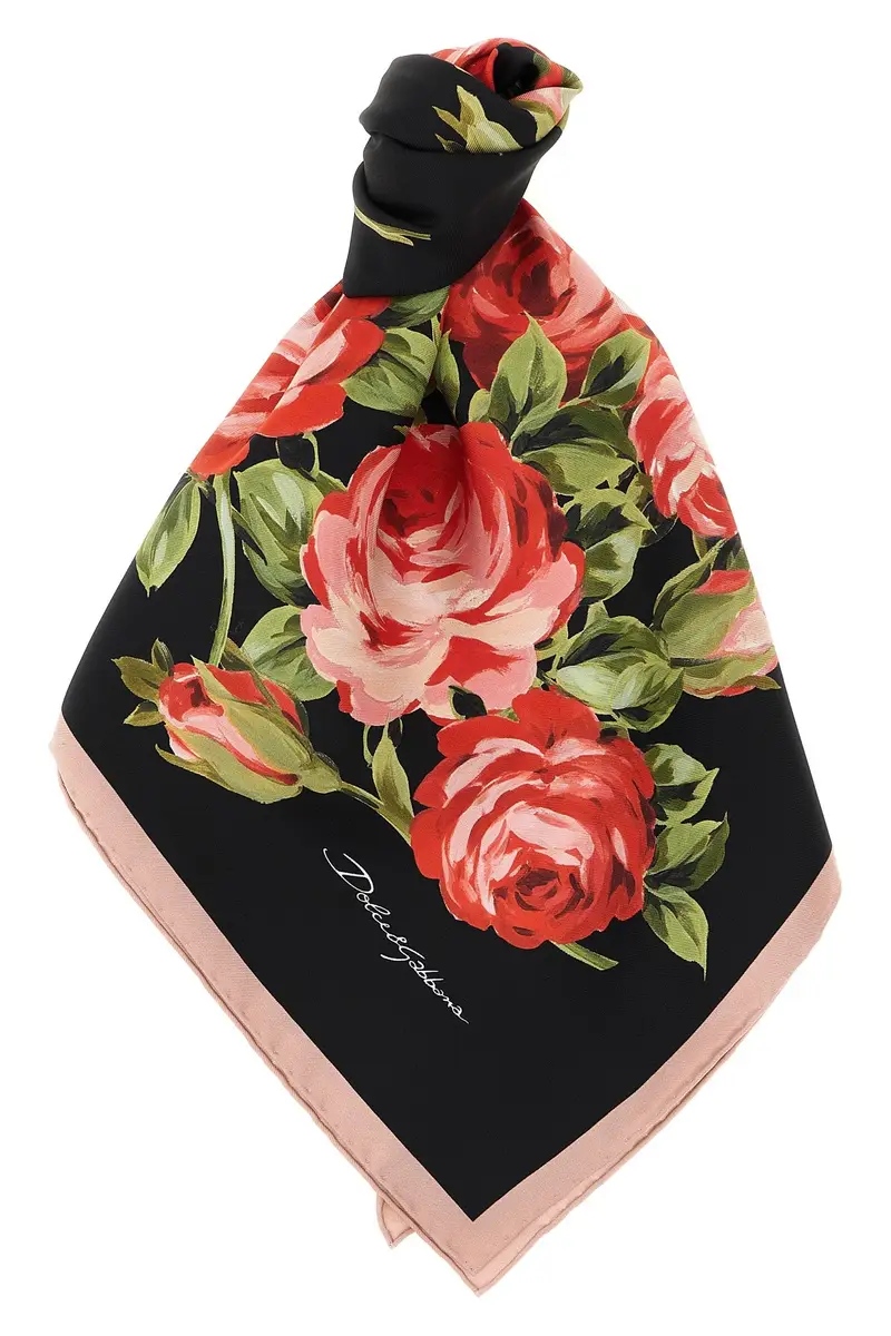 Foulard Bouquet Rose Nero
