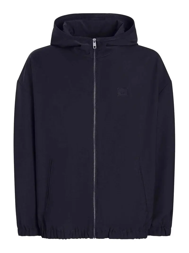 Giacca con cappuccio con placca logo Blu