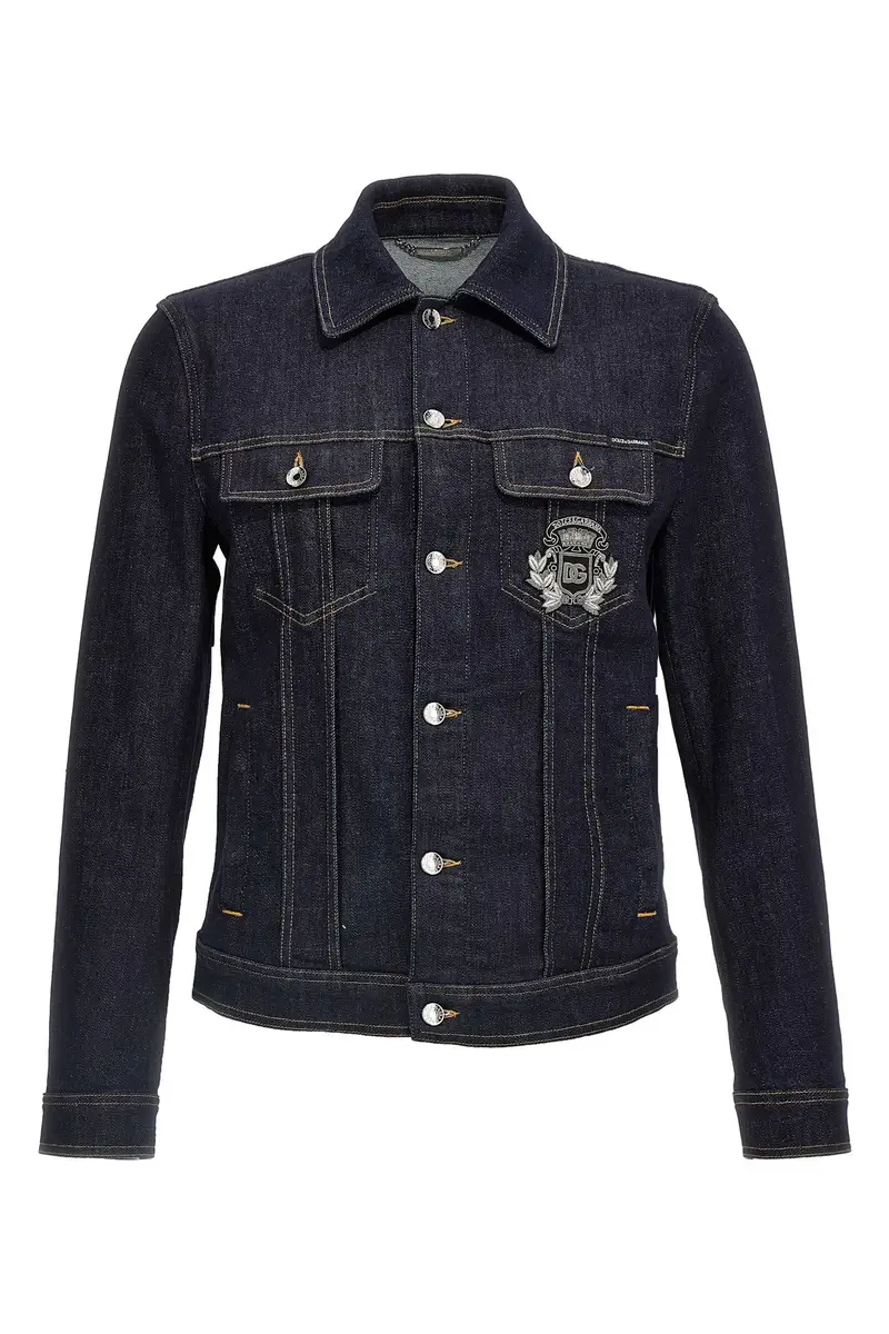 Giacca Denim Logo Blu