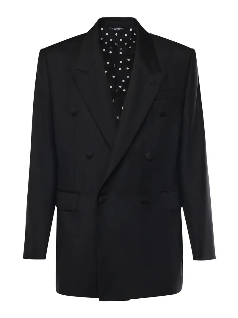 Giacca Siciliana Doppiopetto In Lana Nero