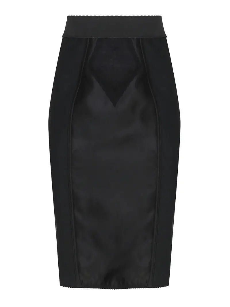 Gonna corsetteria in marquisette e raso Nero