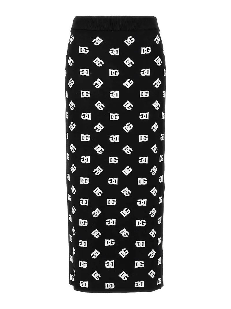 Gonna Dg Jacquard a vita alta Nero