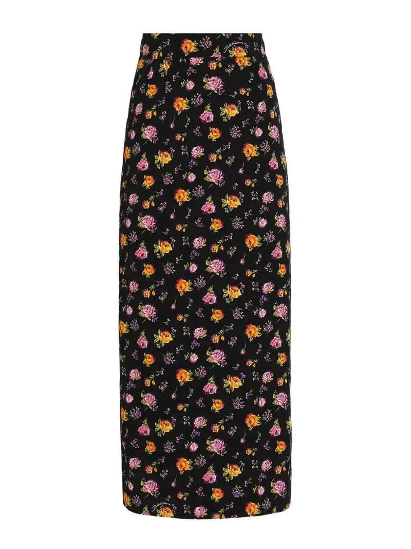 Gonna dritta in charmeuse Nero