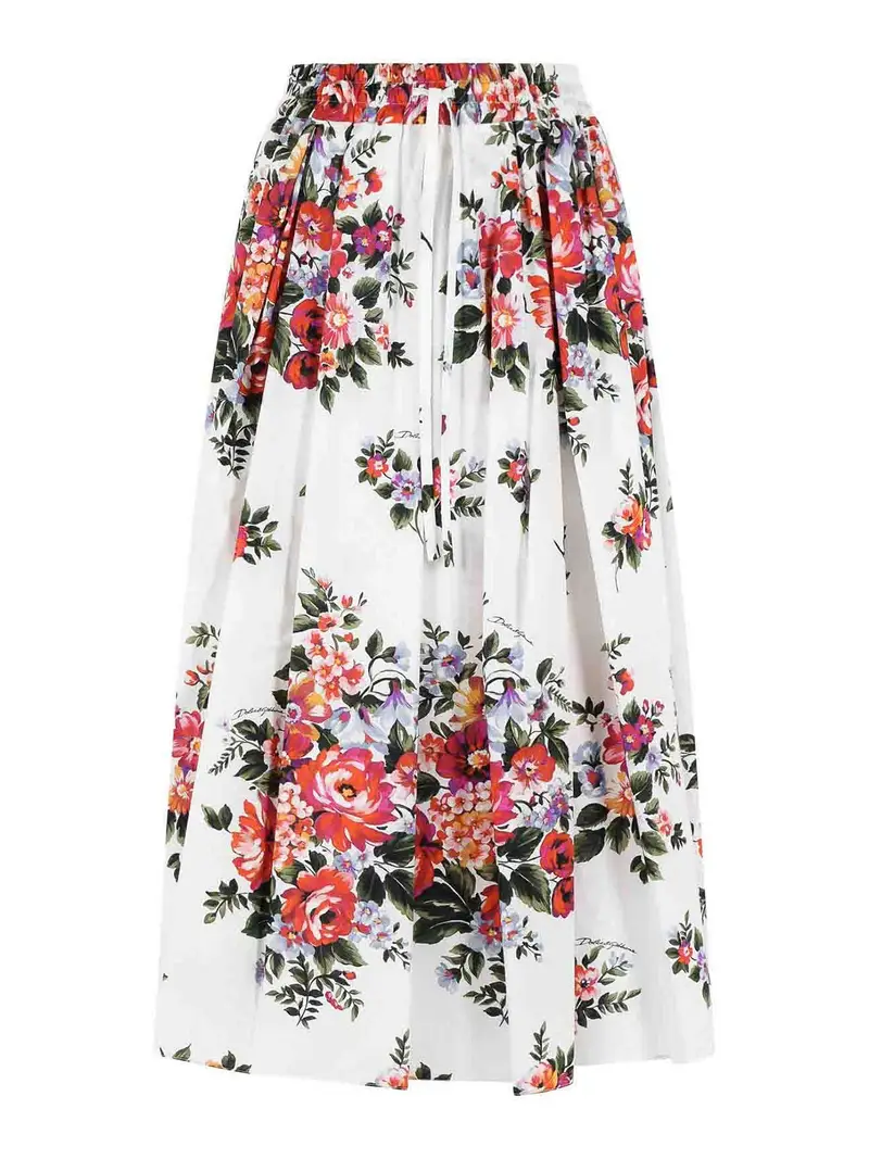 Gonna Fiori in cotone bianco