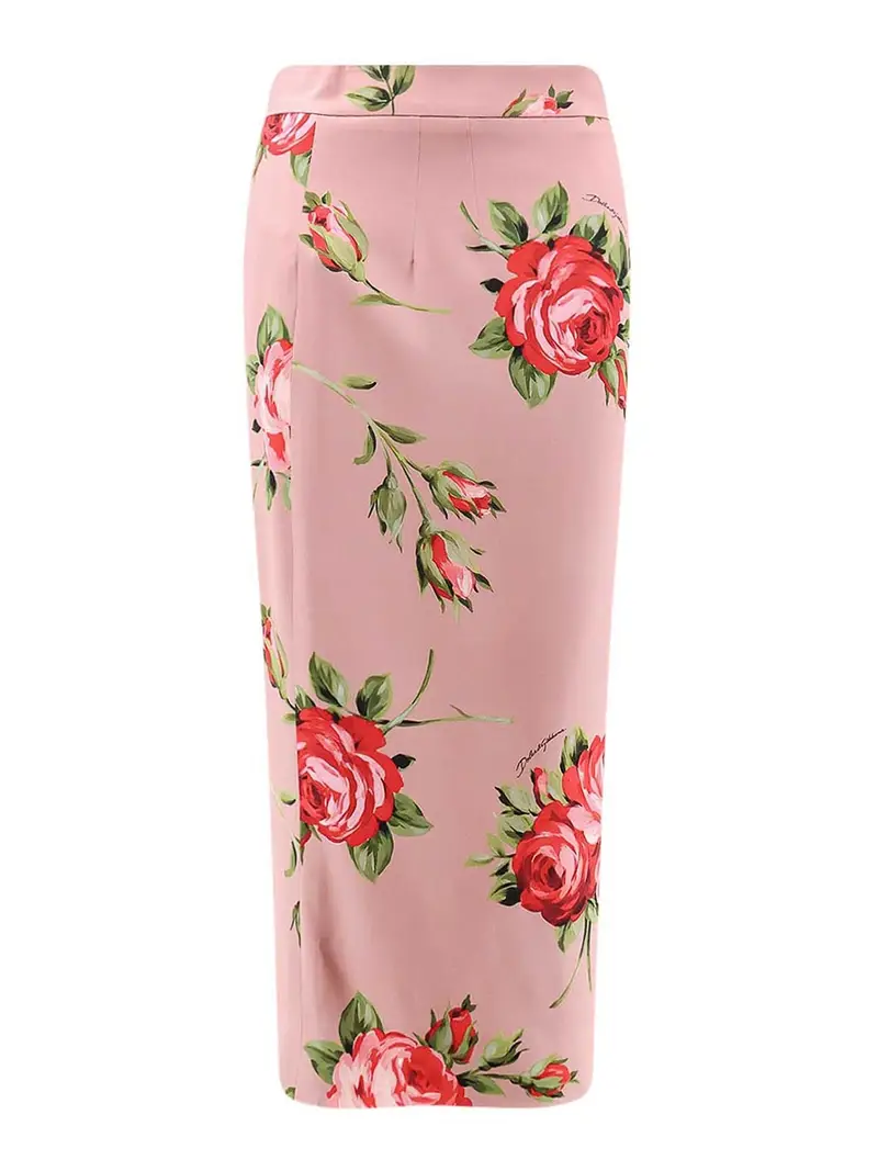 Gonna Lunga In Seta Stretch Rosa