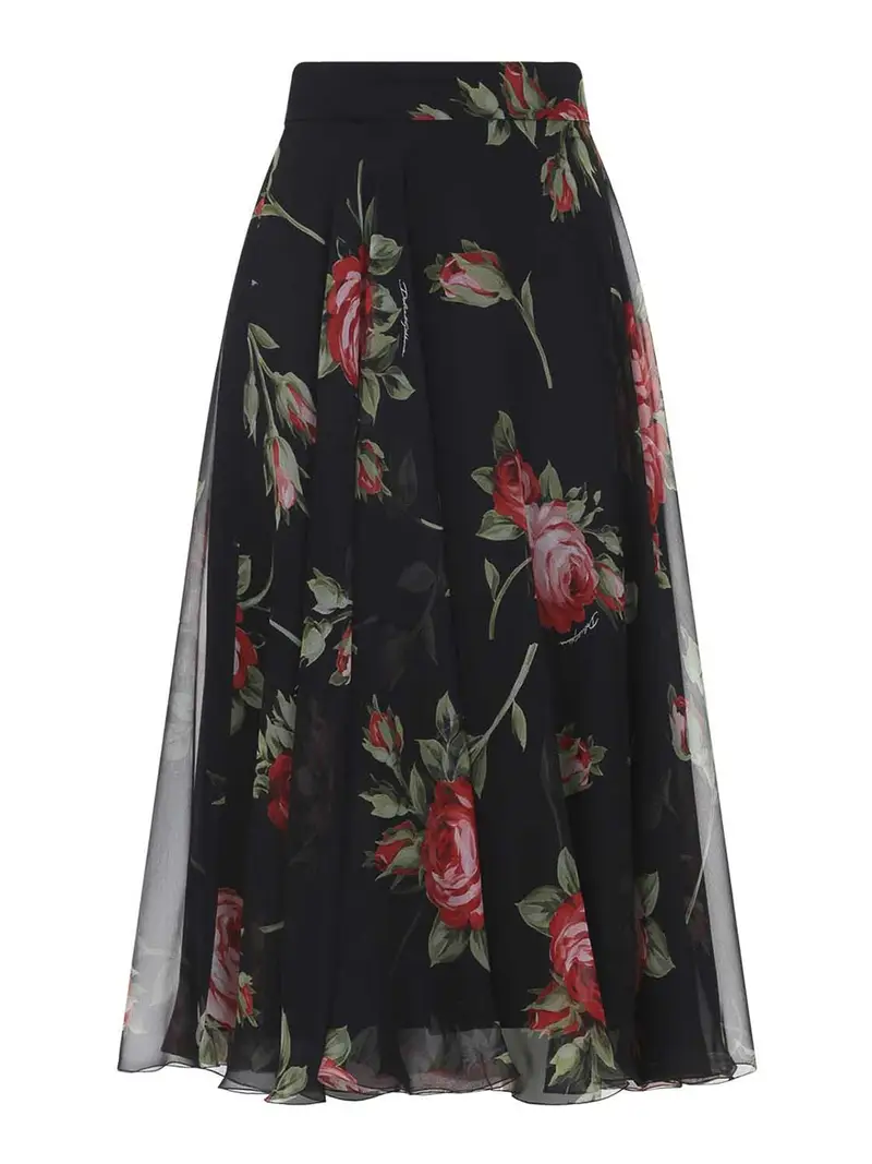 Gonna midi in seta Dolce & Gabbana Multicolore