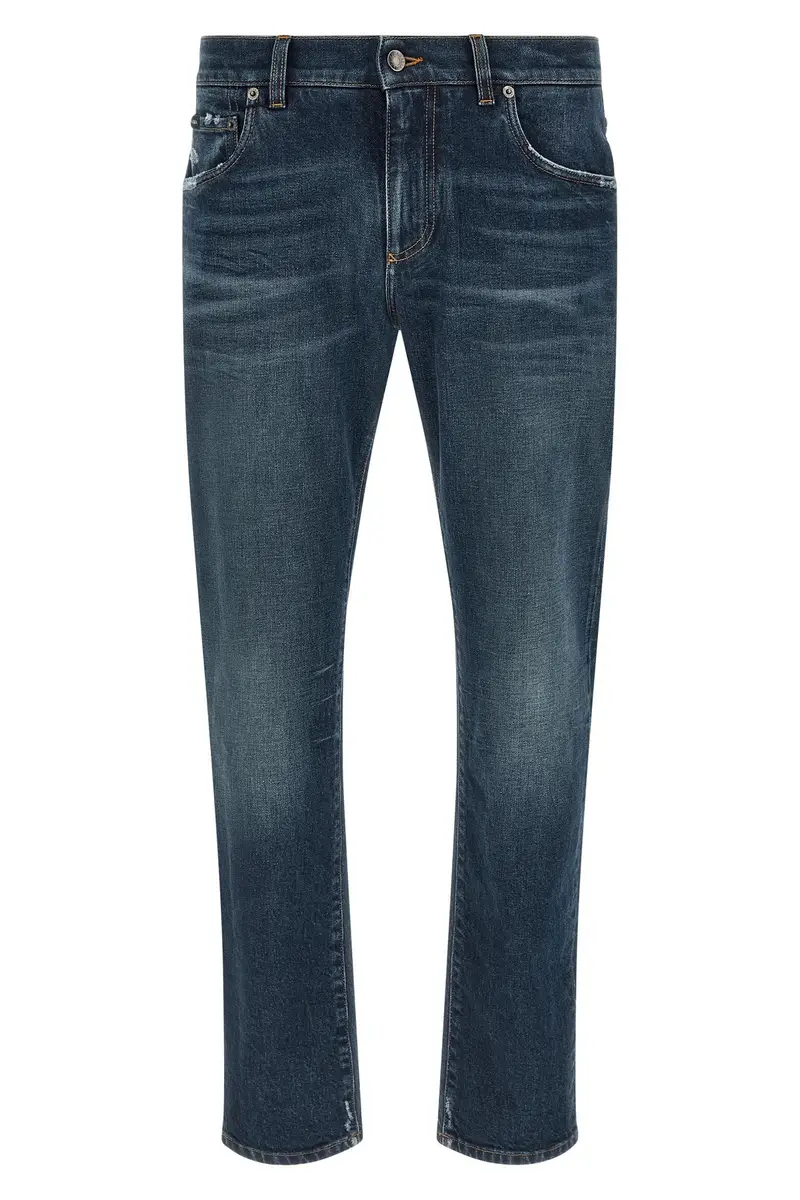 Jeans Patch Logo Blu