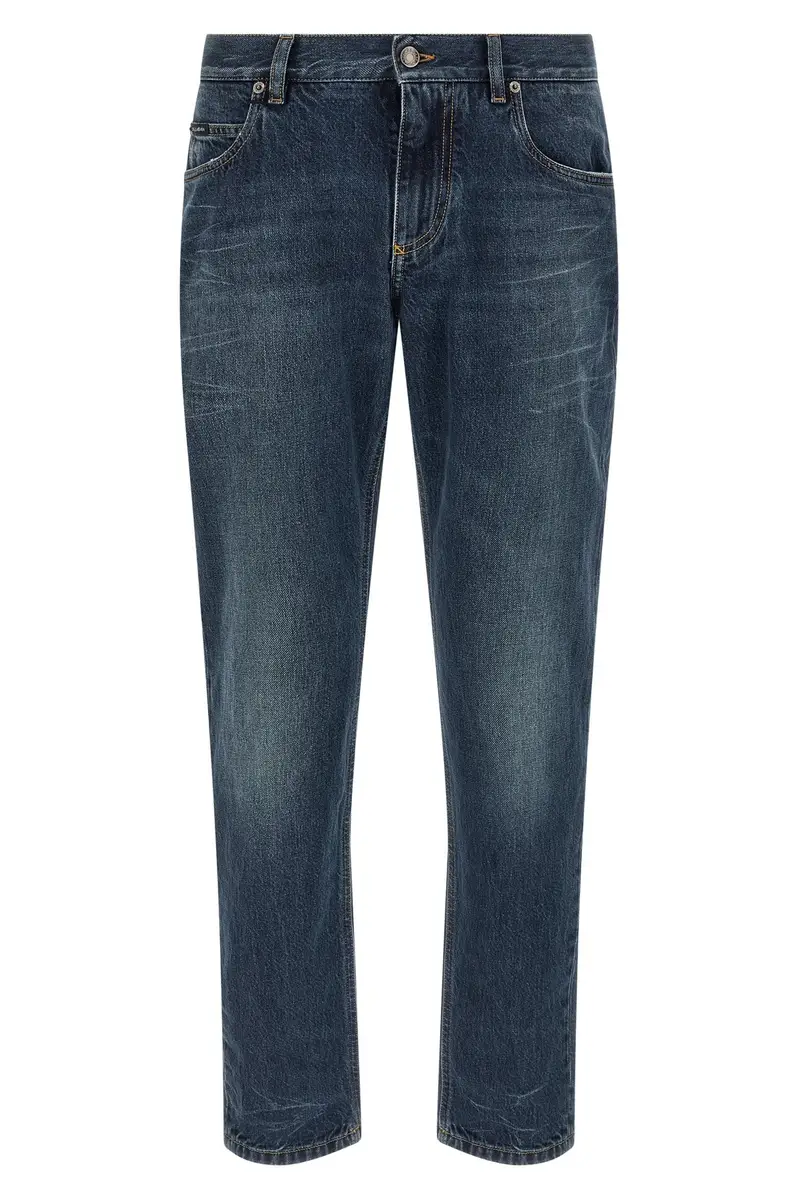 Jeans Ricamo Logo Blu