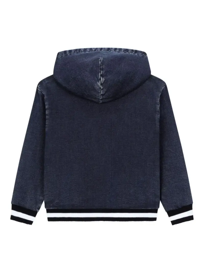 Felpa denim logo stampa Blu miniatura 2