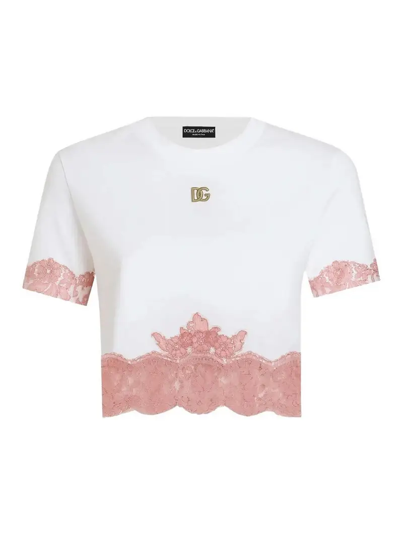 Lace Detail Tee Bianco
