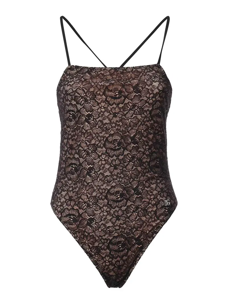 Lace One-Piece Swimsuit Nero