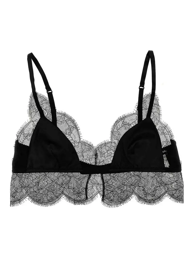 Lace Satin Bra Nero