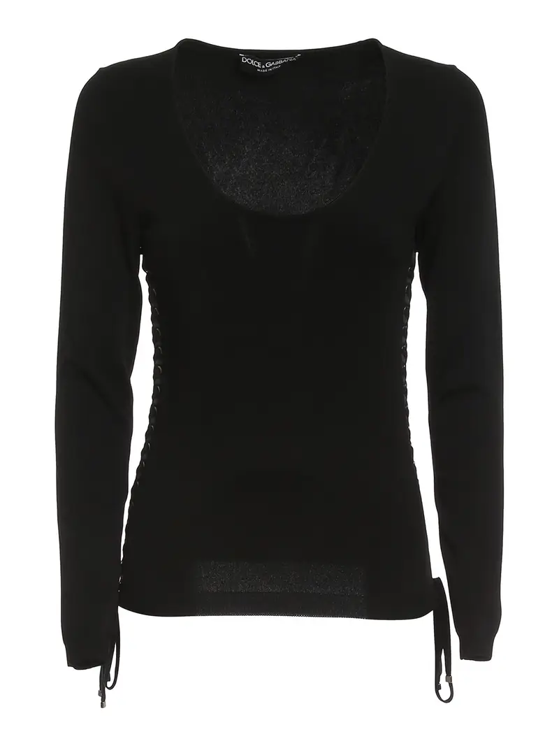 Maglia con lati stile corsetto Nero