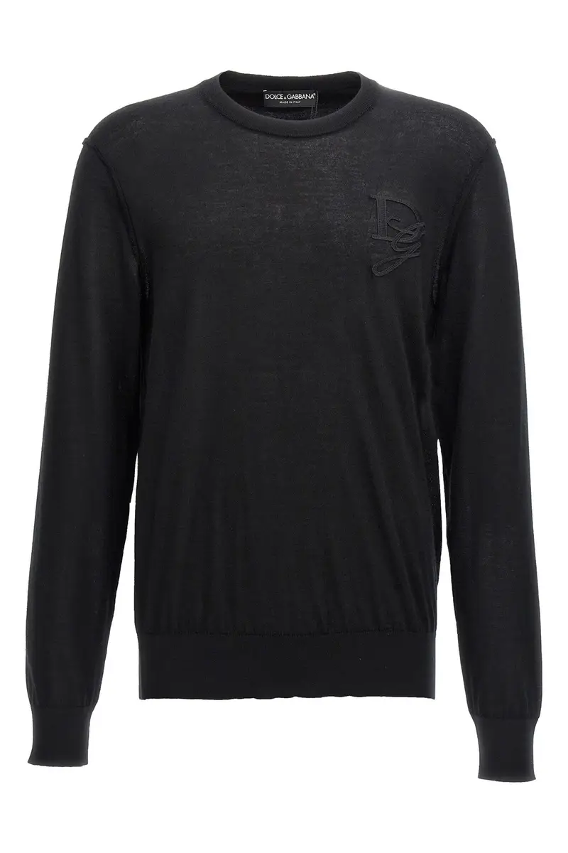 Maglioncino Ricamo Logo Nero