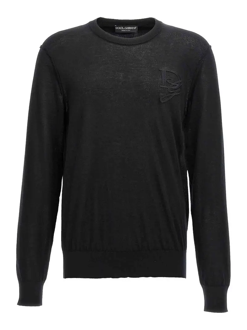 Maglione con ricamo logo Nero
