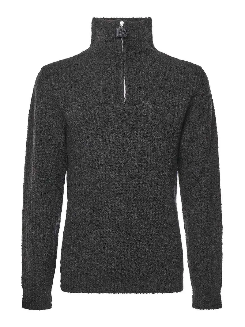 Maglione con zip a collo alto Grigio