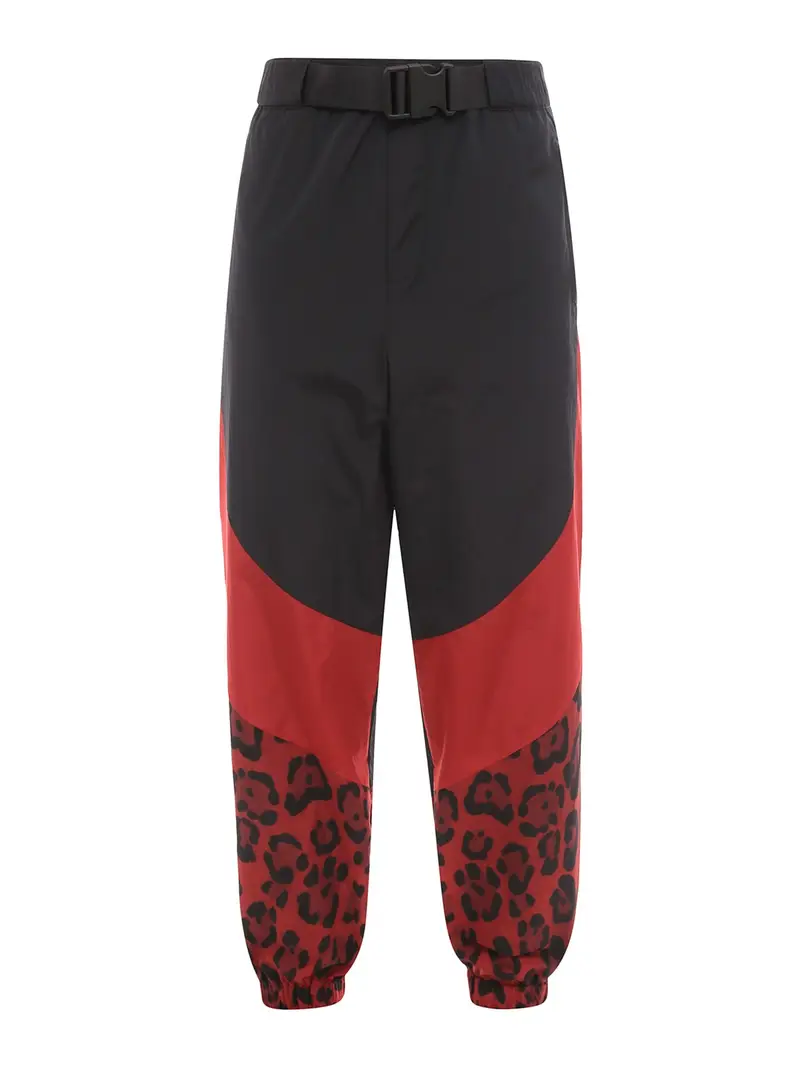 Pantalone in nylon con stampa animalier Nero