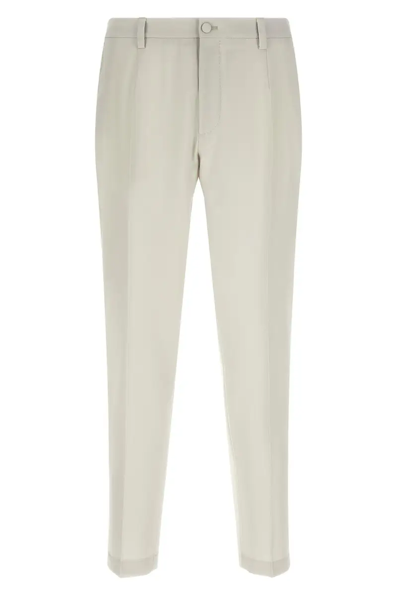 Pantalone Popeline Di Lana Beige