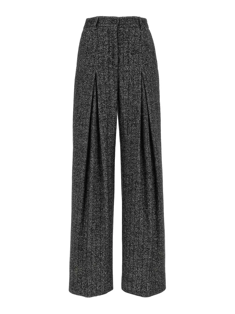 Pantaloni di lana a strisce Grigio