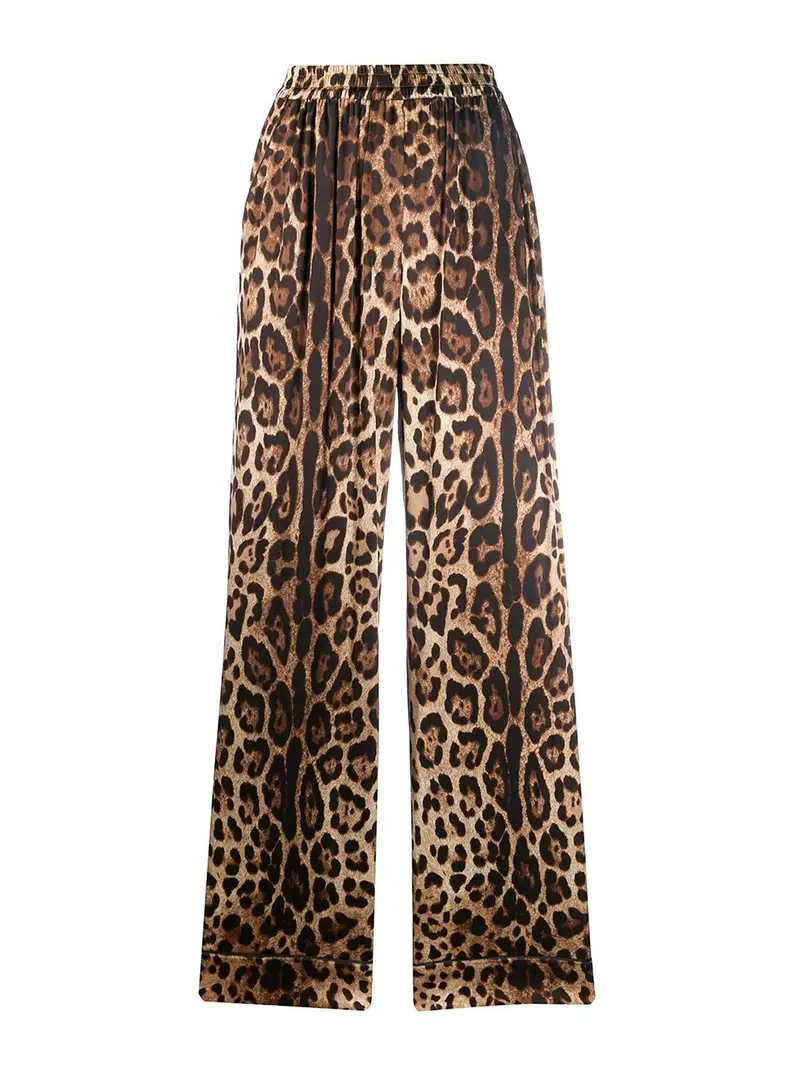 Pantaloni dritti con stampa leopardata Animalier