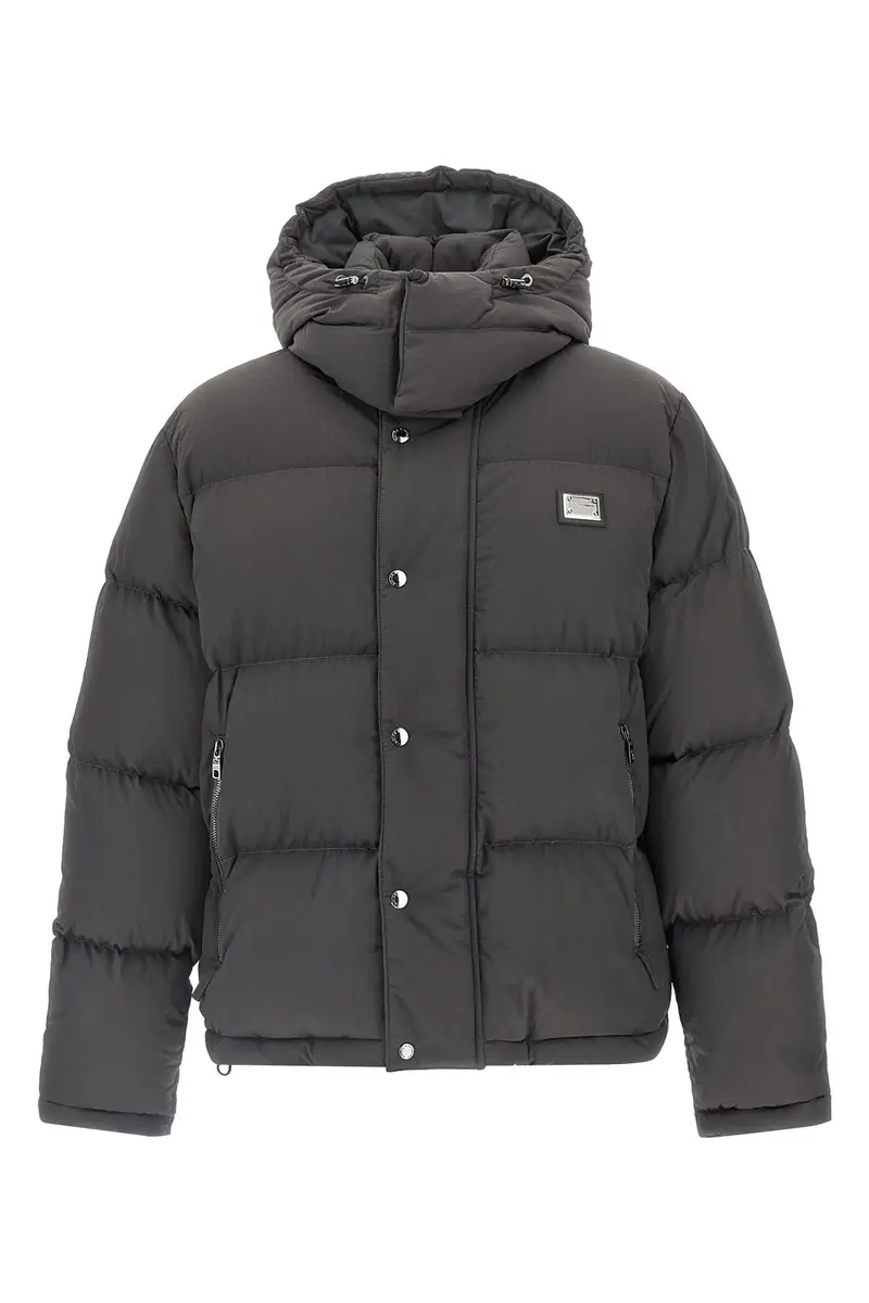 Piumino Patch Logo Grigio