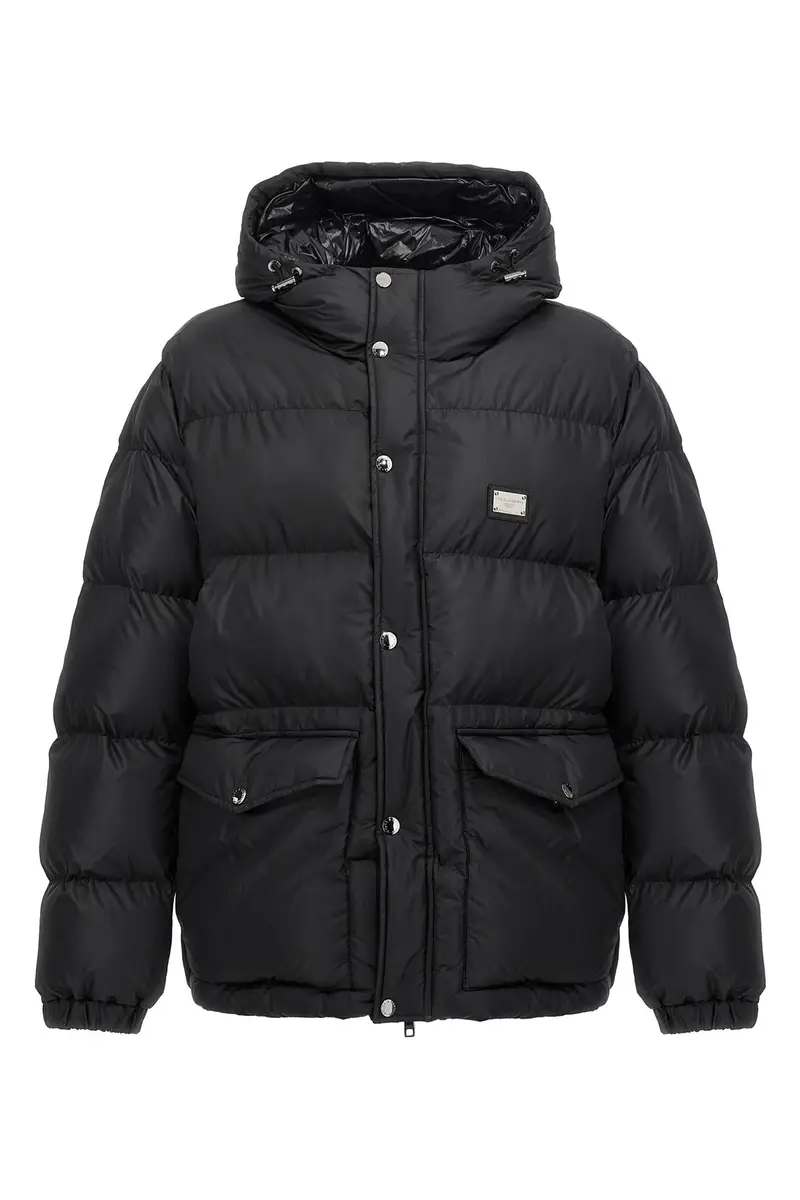 Piumino Placca Logo Nero