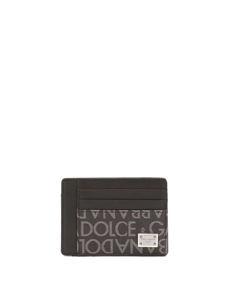 Portacarte con logo all-over Nero