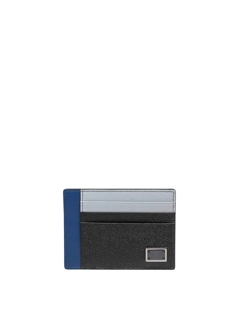 Portacarte In Dauphine Colore Nero/Blu