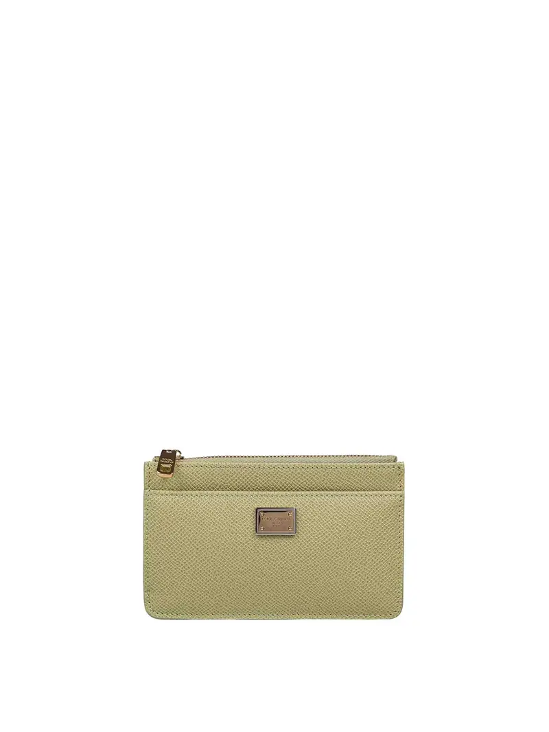 Portacarte In Pelle Dauphine Verde