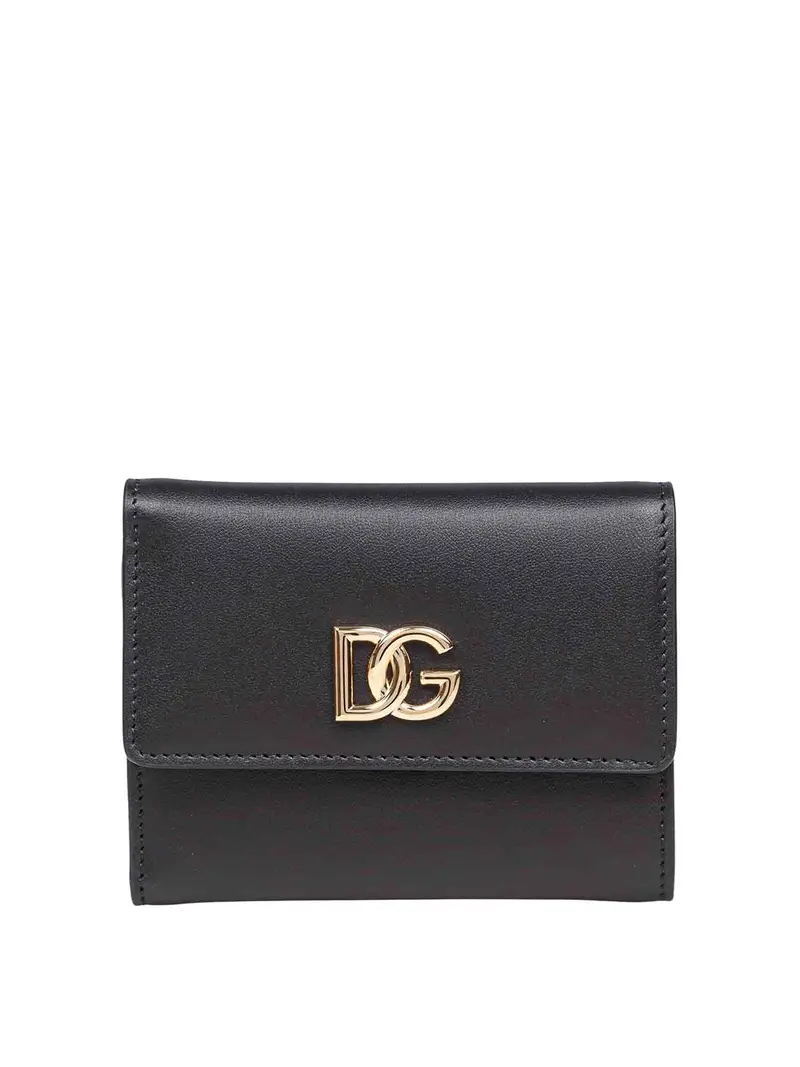 Portafoglio In Pelle Con Logo Dg In Metallo Nero