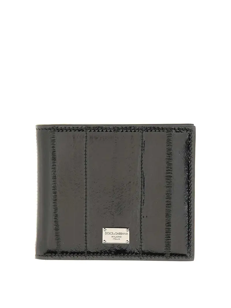 Portafoglio in pelle di anguilla Nero