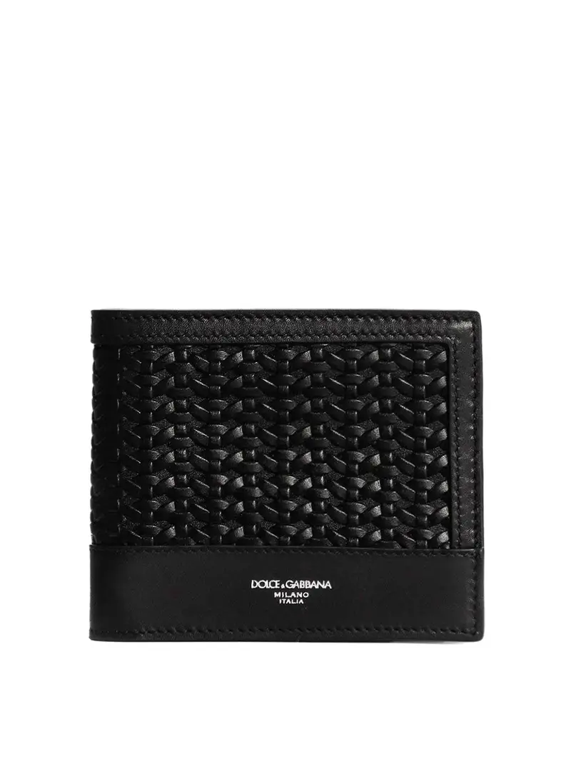 Portafoglio in pelle liscia nero