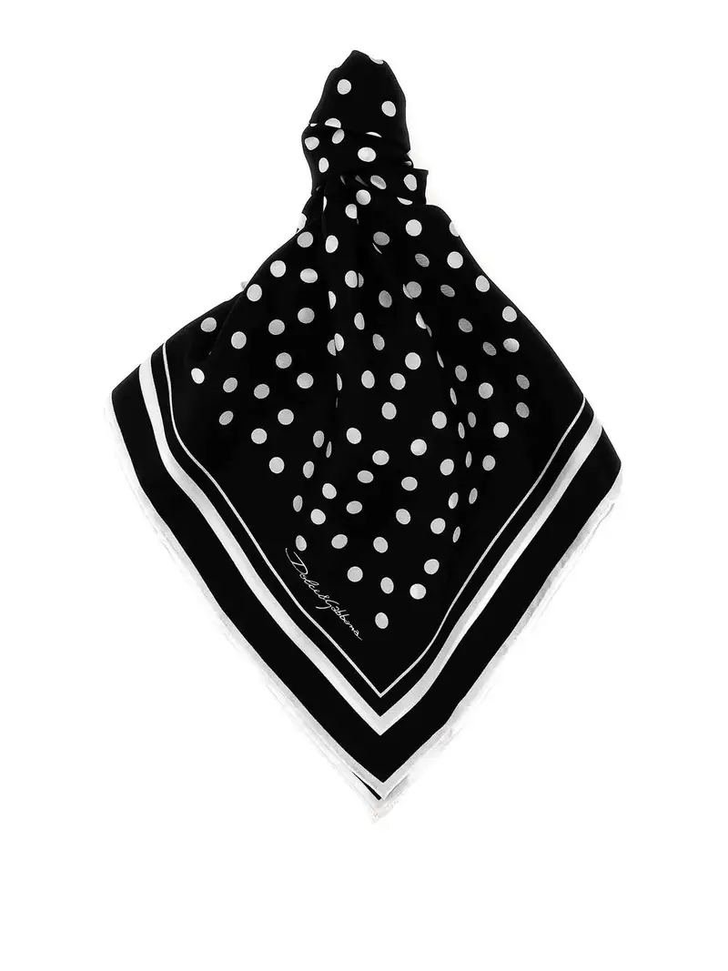 Sciarpa a pois Bianco