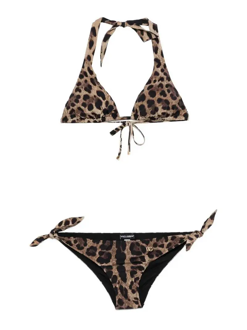 Set bikini con stampa Leone Marrone