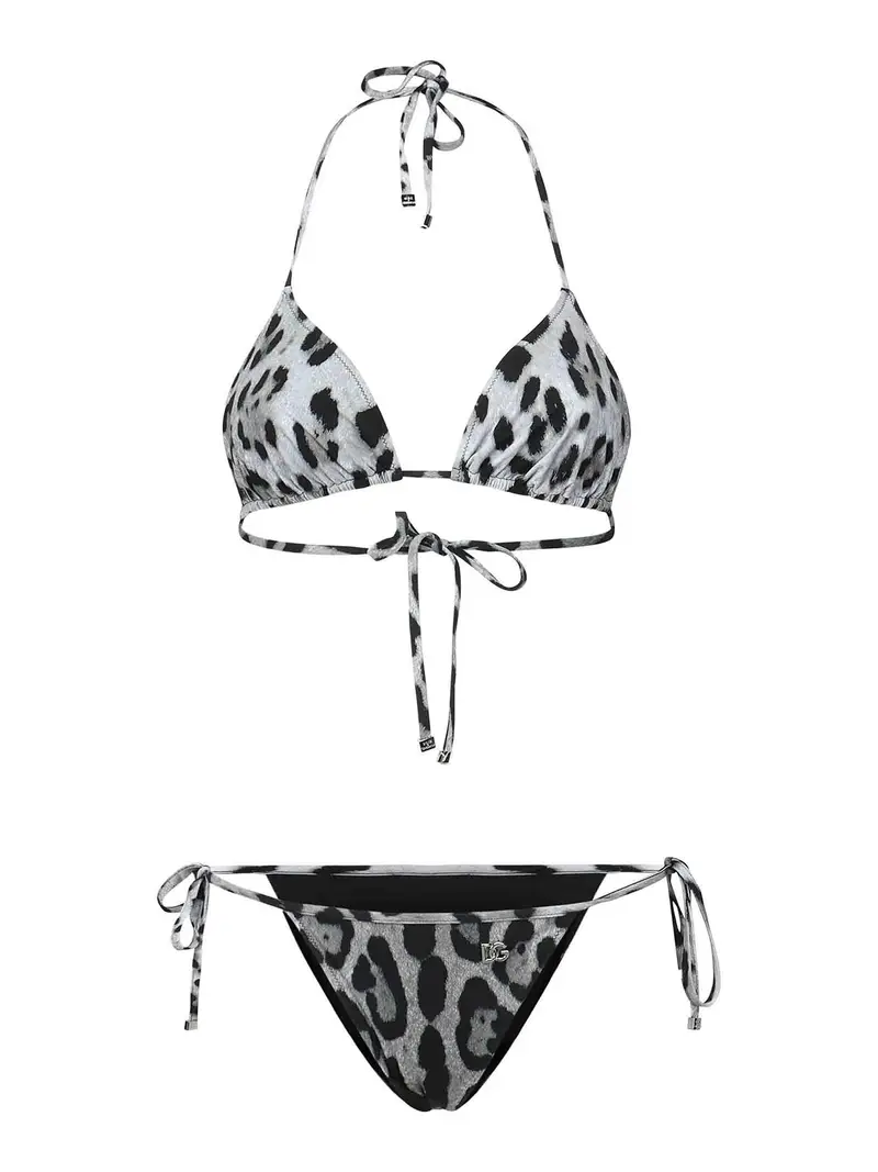 Set bikini con stampa leopardata Marrone