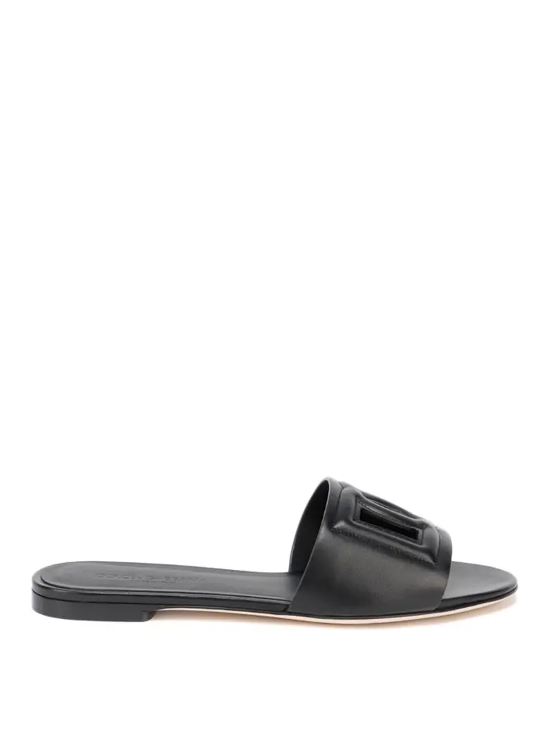 Slide Bianca in pelle Nero
