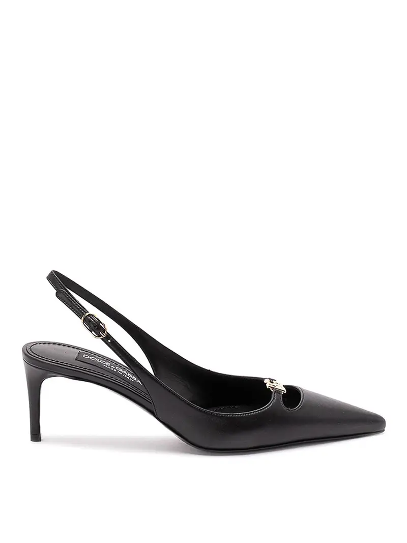 Slingback in Nappa Effetto Seta Nero
