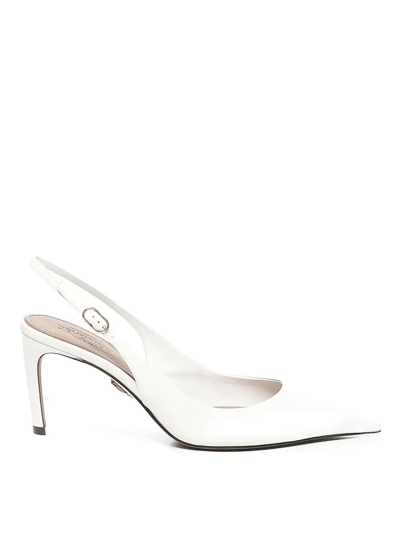 Slingback in pelle di capra luccicante Bianco