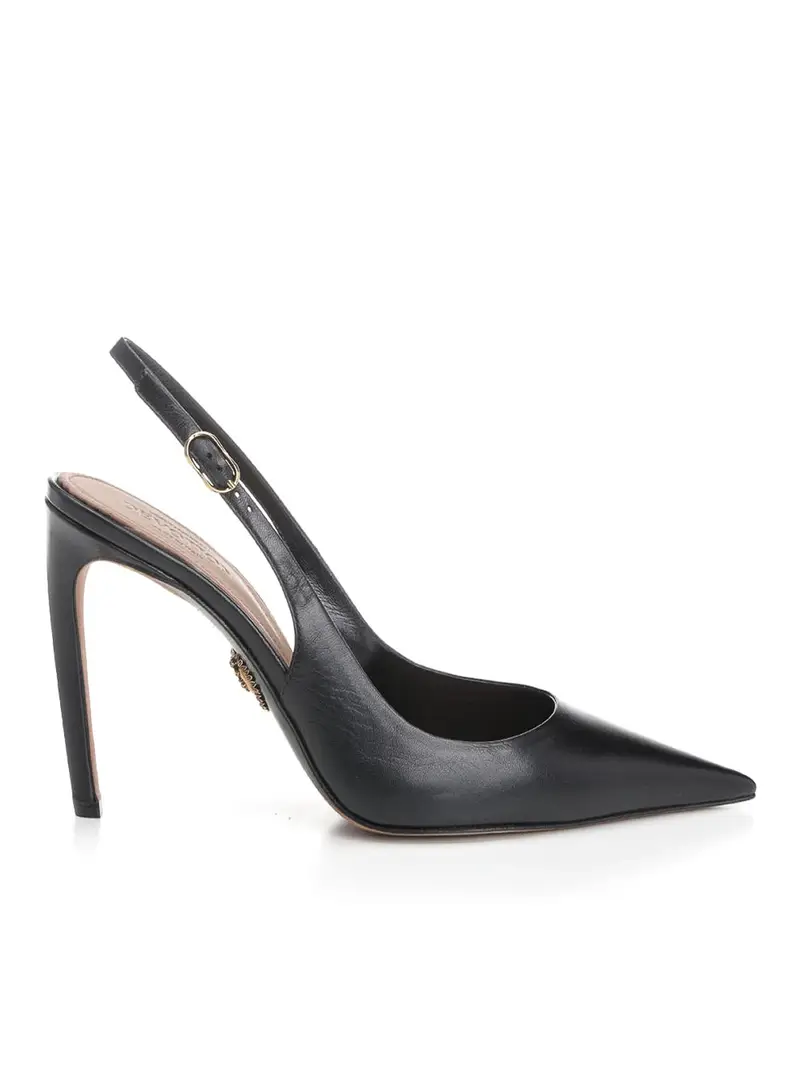 Slingback in pelle Nero