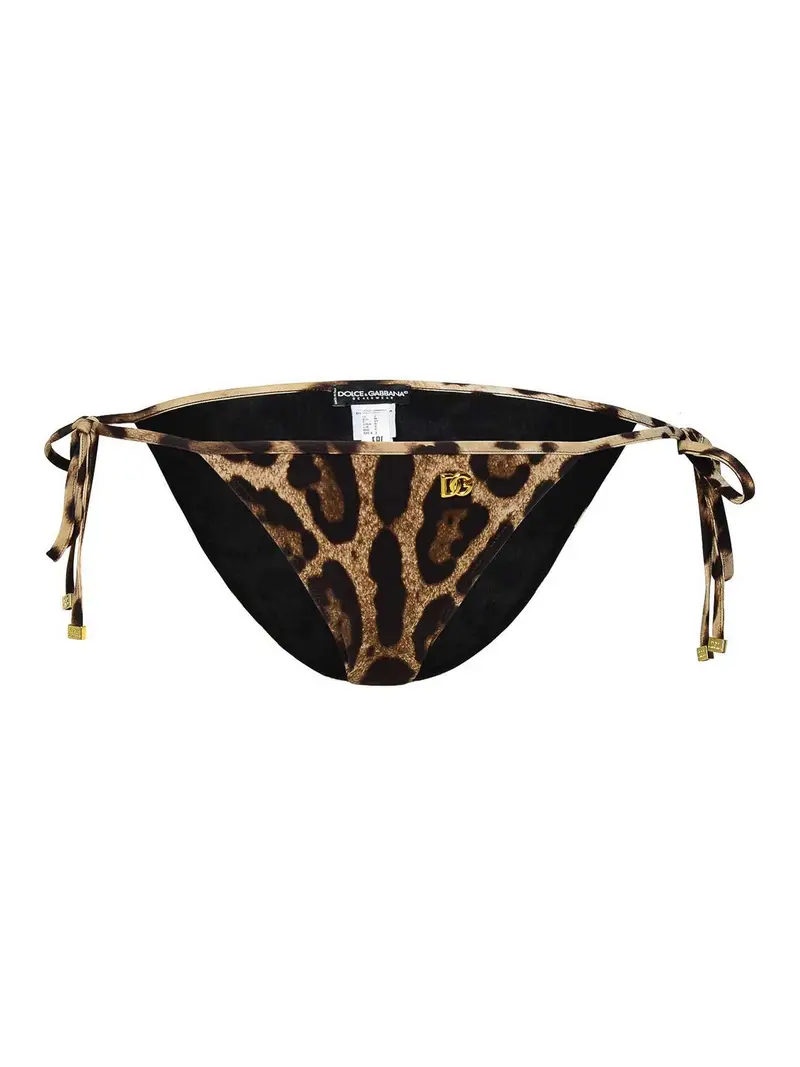 Slip bikini in misto poliammide marrone