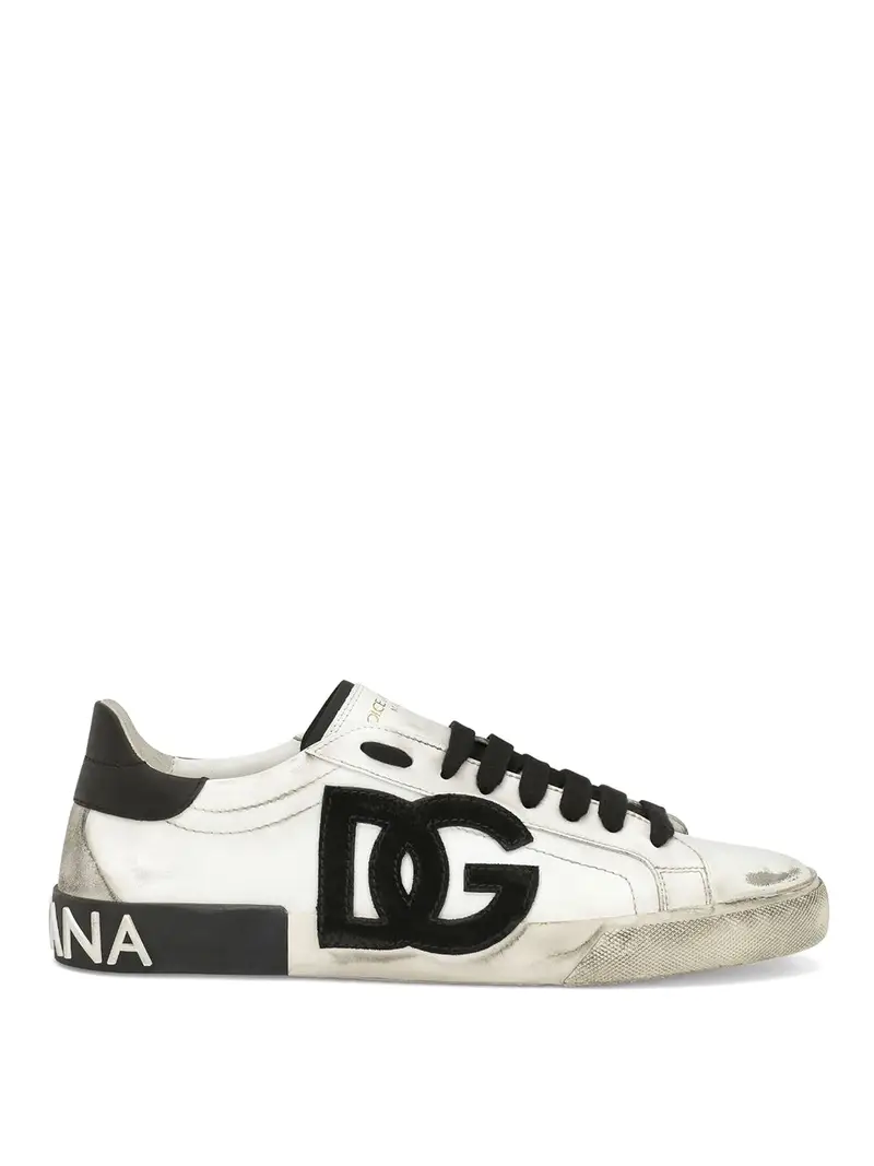 Sneaker in pelle con logo Bianco