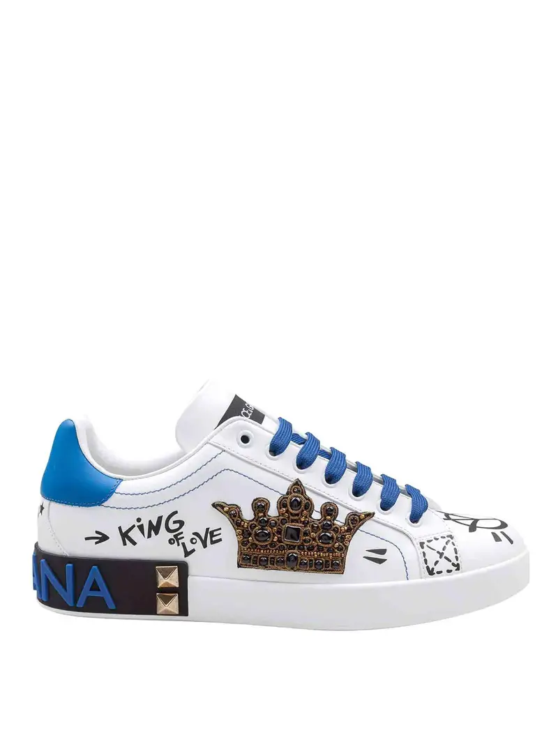 Dolce & Gabbana Sneaker Portofino In Pelle Azzurro