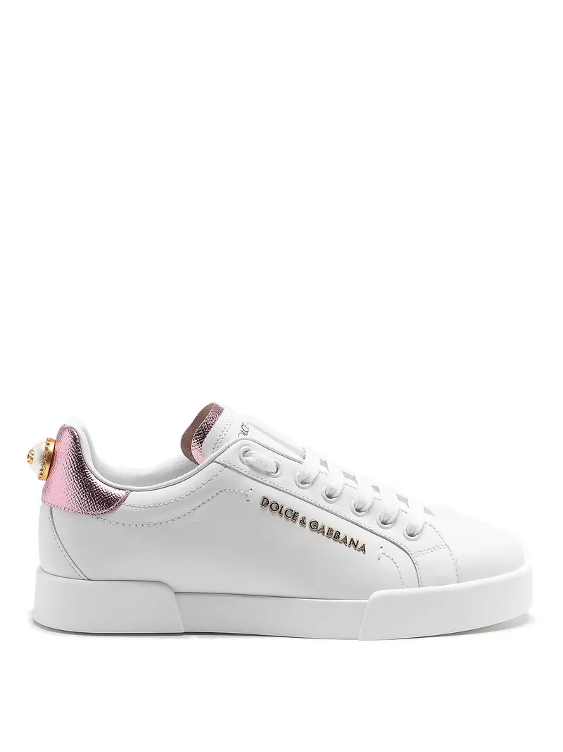 Sneaker Portofino in pelle con maxi perla Bianco
