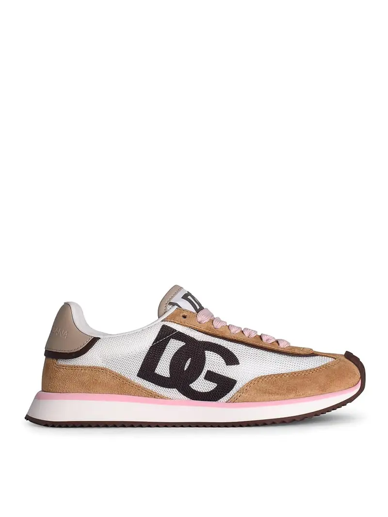 Sneakers in misto camoscio beige drago