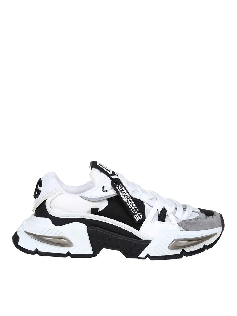 Sneakers in un mix di materiali Bianco