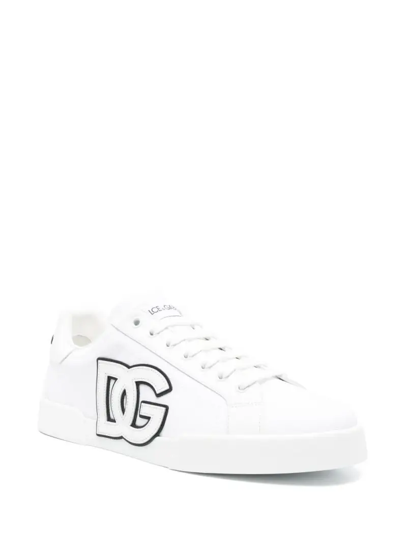 Sneakers Portofino Light in Pelle e Canvas Bianco Bianco Nero miniatura 2