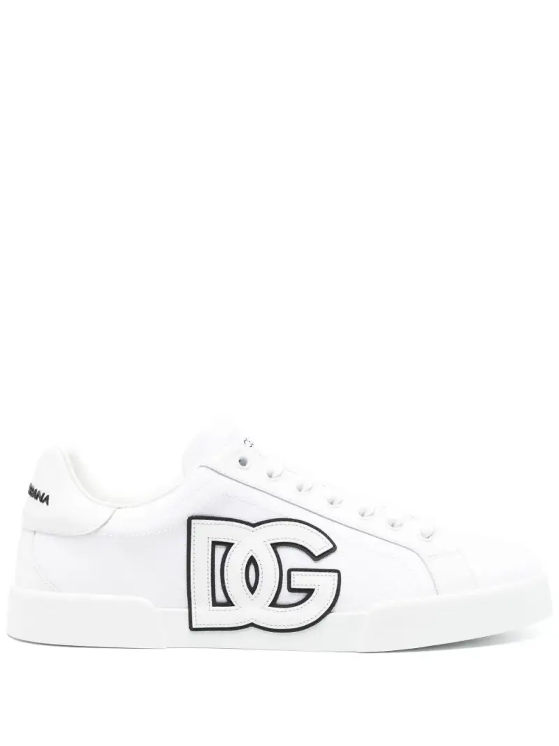 Sneakers Portofino Light in Pelle e Canvas Bianco Bianco Nero