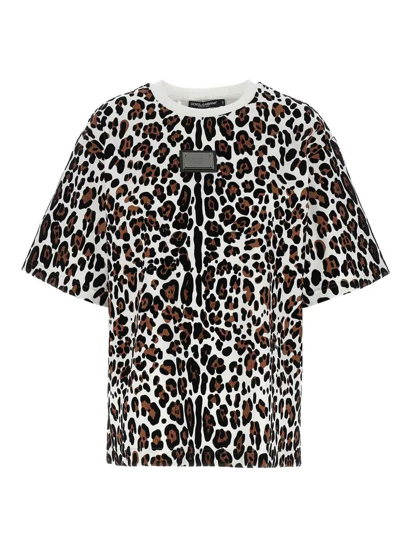 T-shirt con placca logo animalier Multicolore